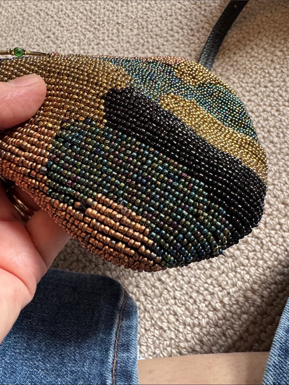 Beaded Camo Wristlet Bag in Black and Brown - Picture 4 of 5